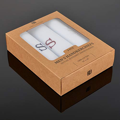boxed-gifts Monogrammed Handkerchiefs for Men - Soft Hankies for Men + Great Monogrammed Gifts - Intial S - Image 5