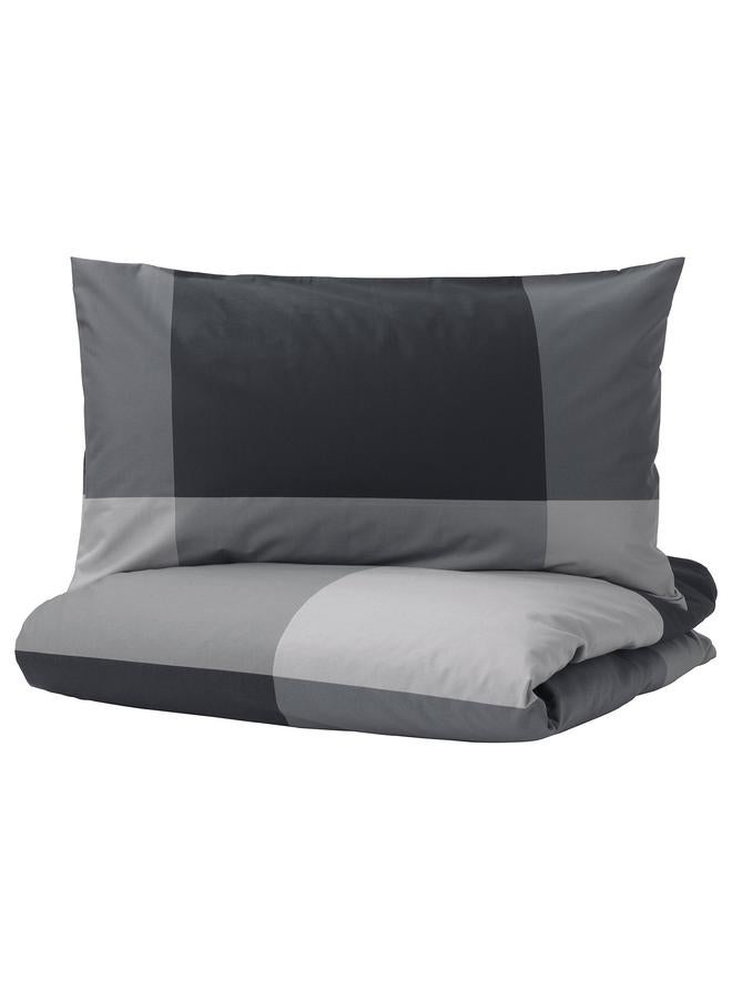 erorex Duvet cover and 2 pillowcases, black, 240x220/50x80 cm - Image 1