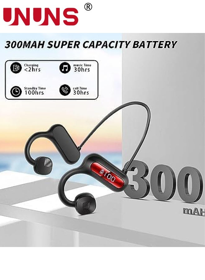 UNUNS Bone Conduction Headphones,Wireless Bluetooth 5.3 Air Conduction Headset,Open Ear Headphones With Built-in Mic,HiFi Stereo Sound Earphones,30Hrs Sports Headset With Power Display,For Cycling Running - Image 4