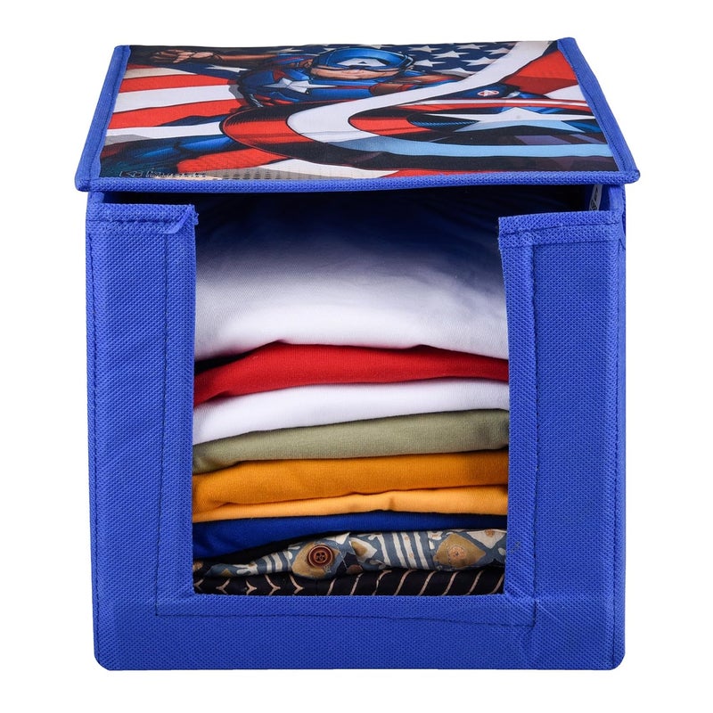 Kuber Industries Marvel Captain America Wardrobe Organizer Shirt Stacker Closet Organizer Foldable Storage Boxes Shelf Organizer Shirt Stacker Bag Blue - Image 2