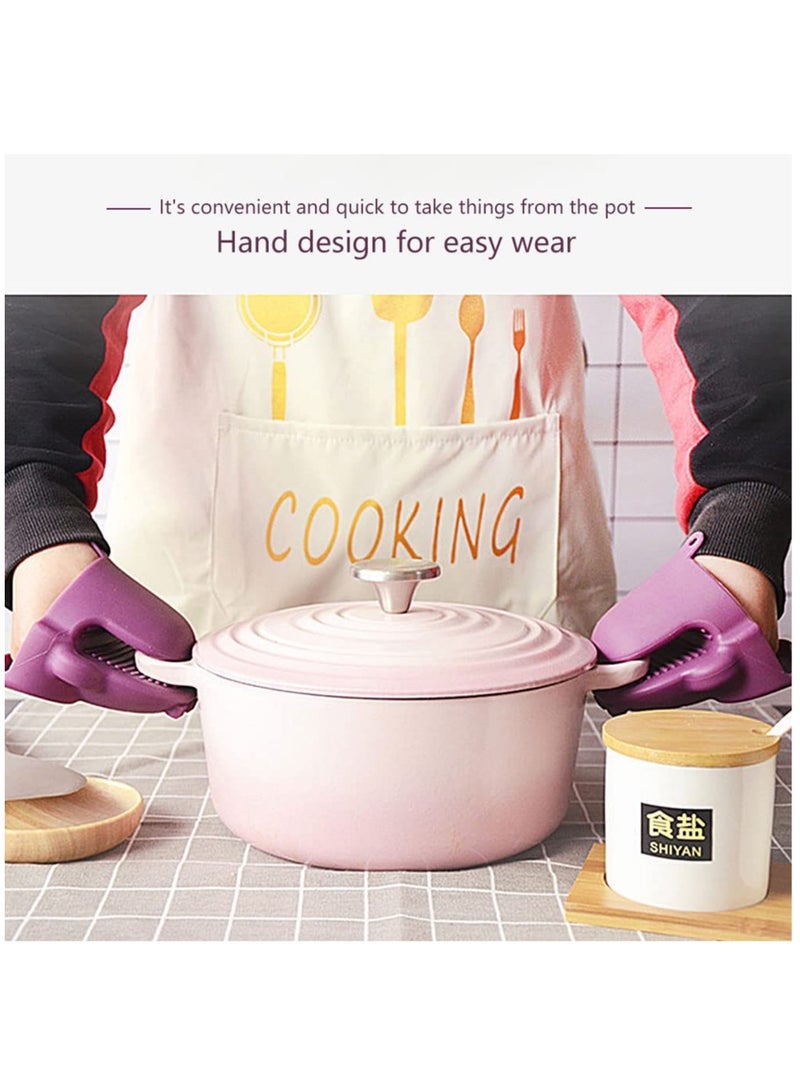 Funny Mini Owl Silicone Oven Mitts, Heat Resistant Kitchen Gloves, 2-Pack Potholders for Cooking and BBQ, Easy to Clean (Purple) - Perfect for Home Chefs!