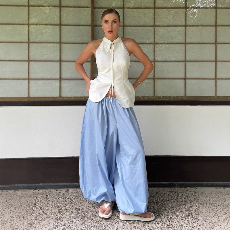 Cotton Harem Pants Wide Leg Loose Casual - Image 1