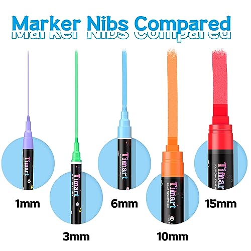 Timart Vintage 8 Pack Liquid Chalk Markers, Bold Wet & Dry Erase Marker Pens for Chalkboards Signs, Blackboards, Windows, Glass- 6mm Reversible Tip, with Chalkboard Labels - Image 3