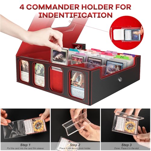 Gomyrod Card Storage Box 3200+ MTG Deck Box with 30 Colorful Divider, 4 Row Commander Trading Card Cases with Portable Handle & Display Windows, Fits for MTG/TCG/Magic Cards, Patented Design - Image 4