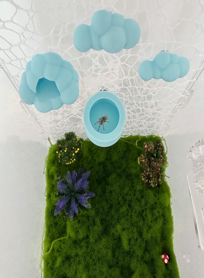 Okueejur Jumping Spider Accessories Set – 6 Pcs Sky Theme Kit with Cloud Platforms, Magnetic Mounts, Feeder Dish, and Light Web Decor for Jumping Spider Exploration & Climbing (Blue) - Image 1