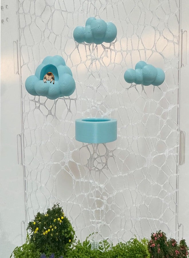 Okueejur Jumping Spider Accessories Set – 6 Pcs Sky Theme Kit with Cloud Platforms, Magnetic Mounts, Feeder Dish, and Light Web Decor for Jumping Spider Exploration & Climbing (Blue) - Image 3