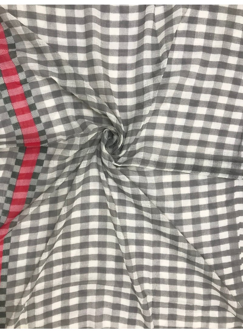 Hit Dükkan Gray White Checkered Shawl 90X180 cm  - Image 5