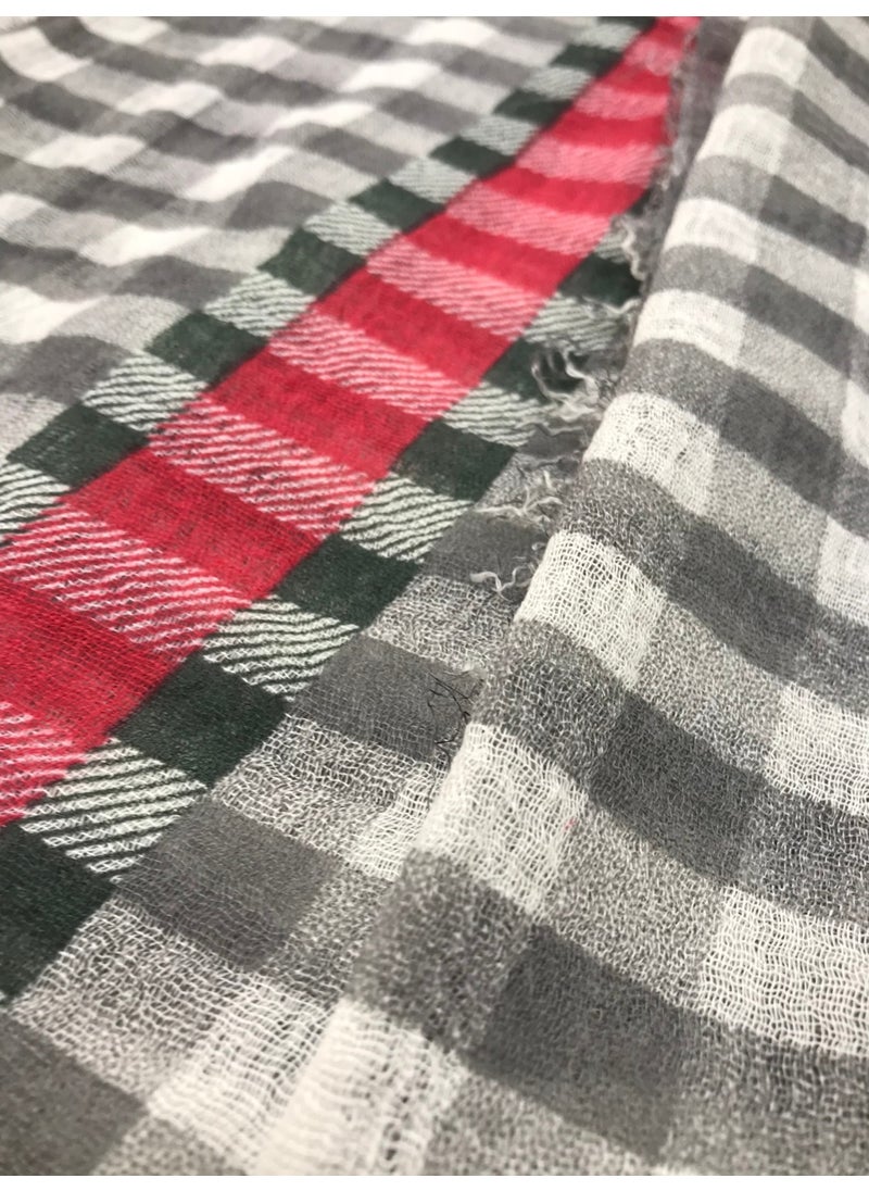 Hit Dükkan Gray White Checkered Shawl 90X180 cm  - Image 4
