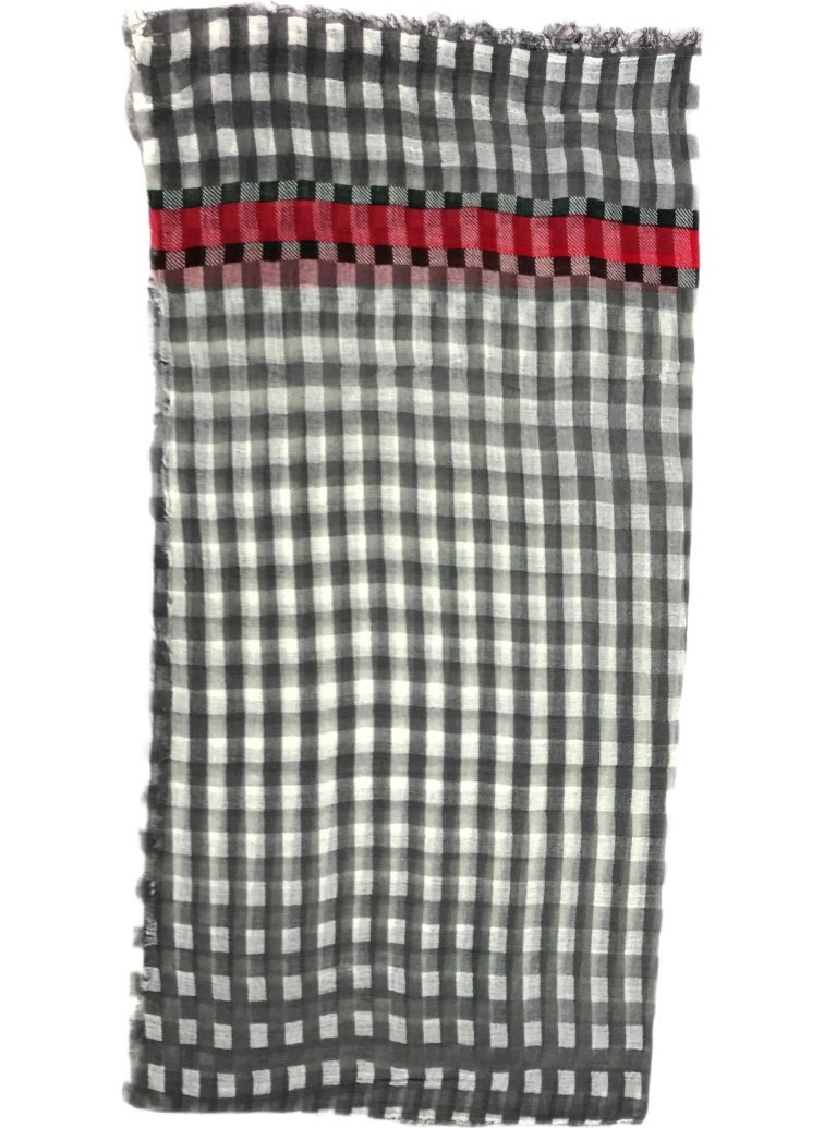 Hit Dükkan Gray White Checkered Shawl 90X180 cm  - Image 2
