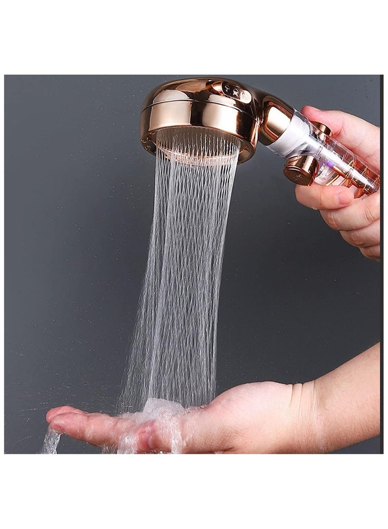 Power Turbo Shower Head 3 Modes Hydro Shower Head Built in High Pressure Fan with Stop Button, Water Saver - Multicolor - Image 1