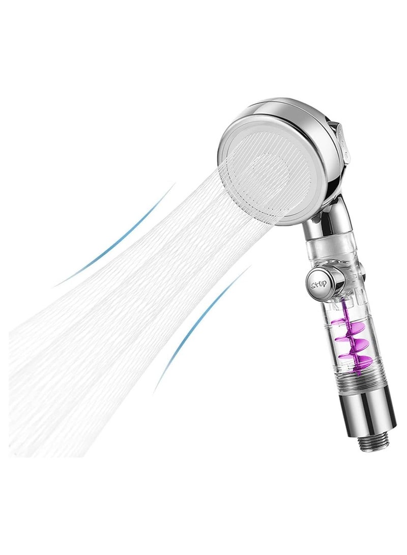 Power Turbo Shower Head 3 Modes Hydro Shower Head Built in High Pressure Fan with Stop Button, Water Saver - Multicolor - Image 2