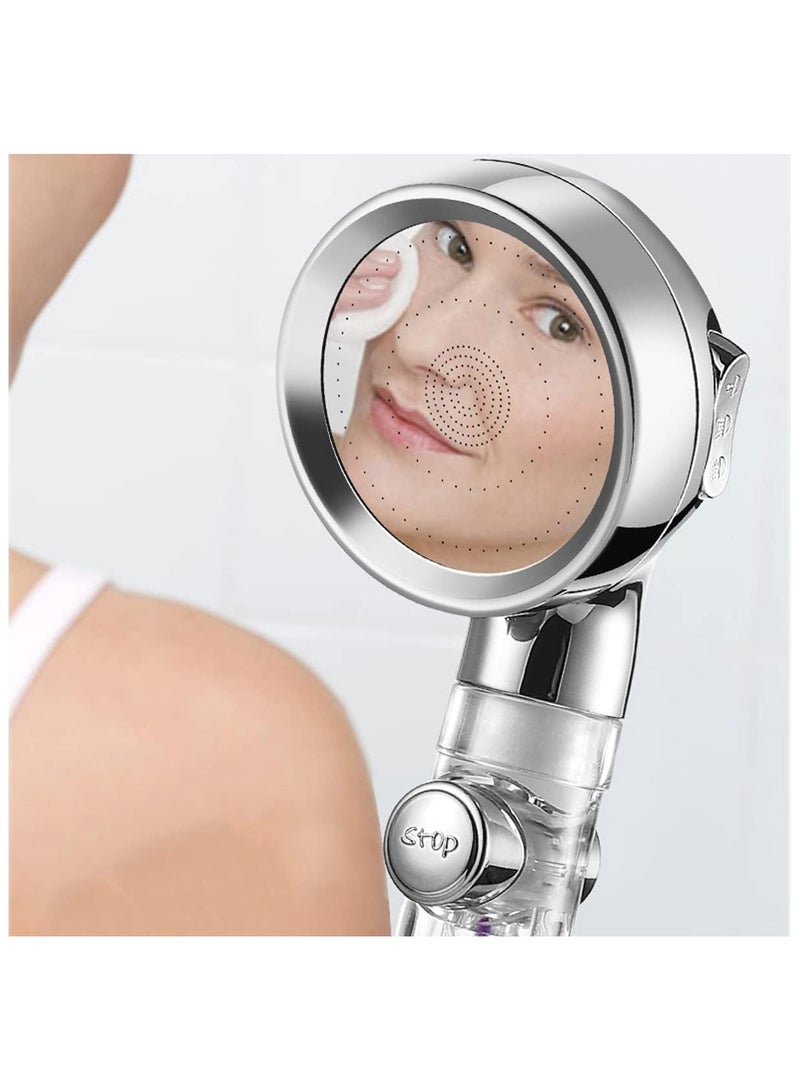 Power Turbo Shower Head 3 Modes Hydro Shower Head Built in High Pressure Fan with Stop Button, Water Saver - Multicolor - Image 5
