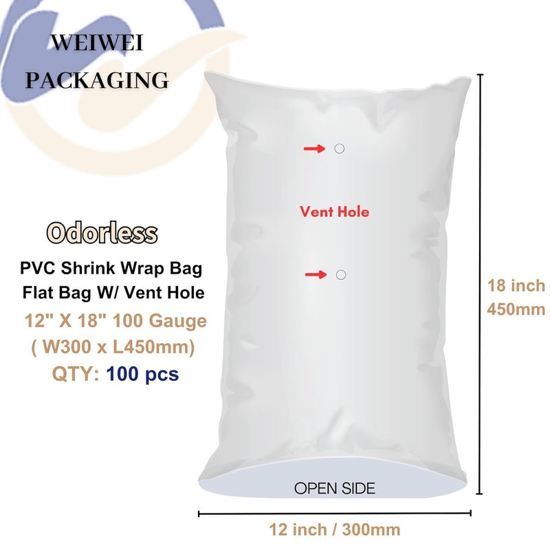 WEIWEI PACKAGING Store Weiwei - 12x18 inch 100PCS Odorless PVC Heat Shrink Wrap Bags with Vent Hole - Image 2