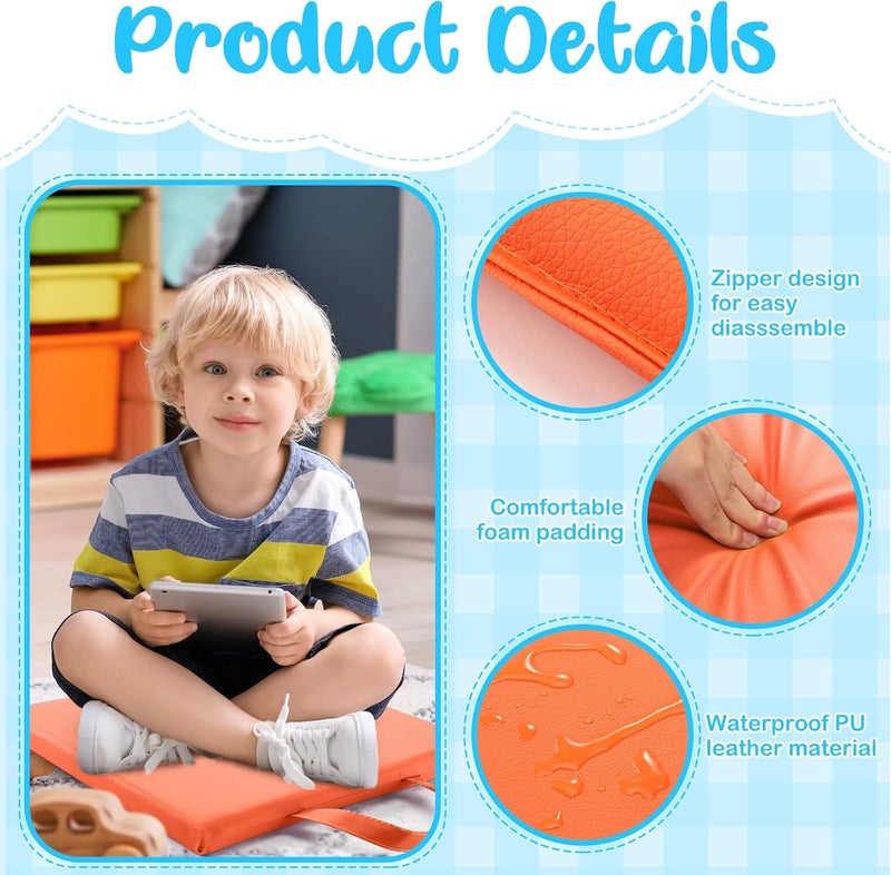 Suzile 12 Pcs 12'' Square Floor Cushions for Kids Classroom Flexible Floor Seating Elementary with Handles Classroom Carpet Cushions for Adults Toddlers Daycare Preschool School(Soft Color) - Image 4