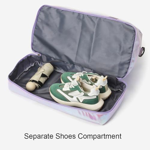 Aikelai Holographic Shimmering Gym Duffle Bag with Shoes Compartment & Wet Pocket, Women Weekend Overnight Travel Bag Gymnastic Dance Bag for Girl (colorful) - Image 3