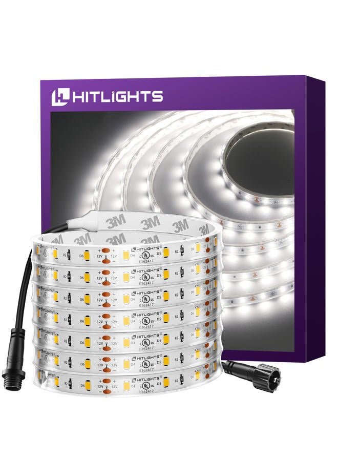 HitLights LED Strip Lights Waterproof Cool White 16.4FT 300LEDs 5000K LED Tape Light 23.5W 12V 2835 UL-Listed Dimmable LED Strips for Home Outdoor Under Cabinet Decorations - Image 1