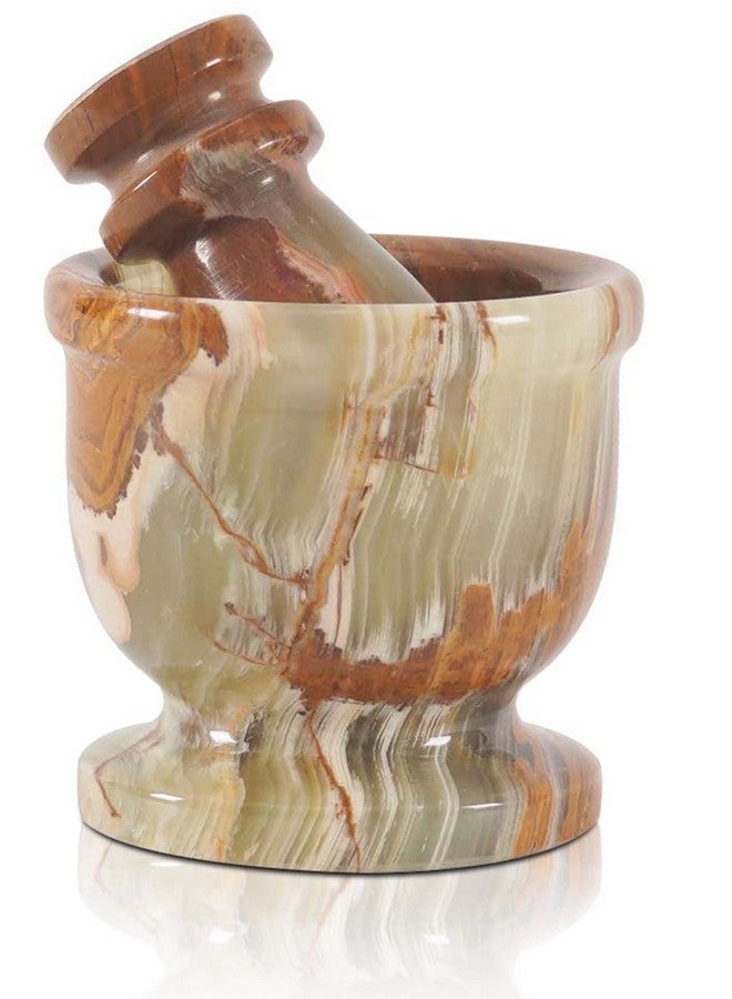 RADICALn Marble Mortar and Pestle Set Green 2.5" Inches Handmade Garlic Crusher & Grinder Bowl for Kitchen Mortar and Pestle Set - Herb Grinder Spice Grinder - Image 1