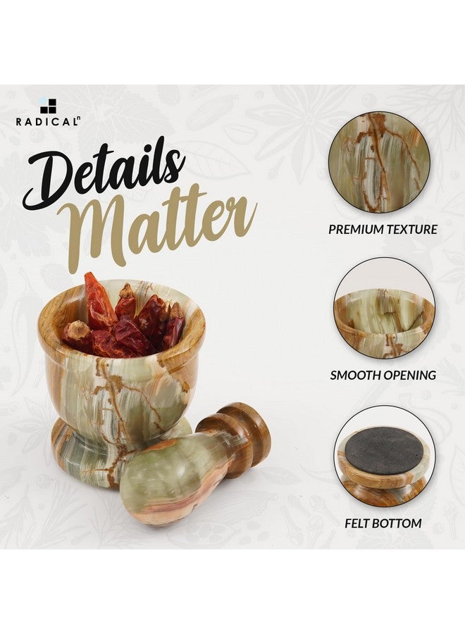RADICALn Marble Mortar and Pestle Set Green 2.5" Inches Handmade Garlic Crusher & Grinder Bowl for Kitchen Mortar and Pestle Set - Herb Grinder Spice Grinder - Image 4