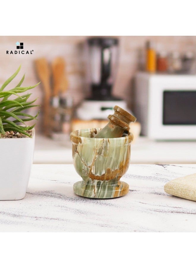 RADICALn Marble Mortar and Pestle Set Green 2.5" Inches Handmade Garlic Crusher & Grinder Bowl for Kitchen Mortar and Pestle Set - Herb Grinder Spice Grinder - Image 5