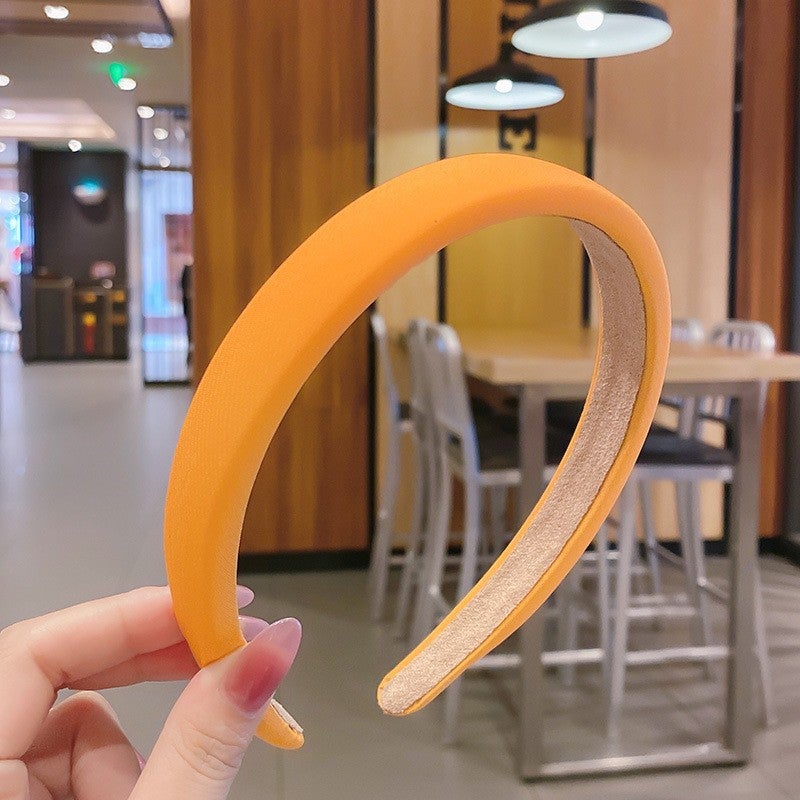 Generic New Year Festive High Cranial Top Retro Red Hair Band Womens Korean Hair Accessories Internet Celebrity Pressed Hair Band Wide Edge Hair Card Headwear 5# Orange wide body sponge hairband