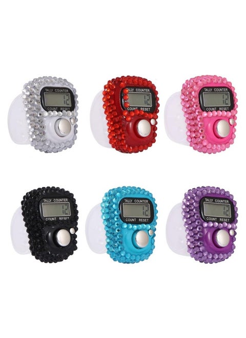 6Pcs Finger Tally Counter, Digital Finger Counter, Track&Field Lap Counters, Handheld Clicker Counter for Coaching, Knitting, Lap, Fishing, Golf(multicolour)