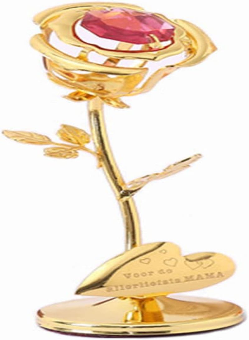 GGOOT Mothers Day Gift Crystal Rose Flower Metal Ornament with Crystal Elements Presents for a Special Mum Gold - Image 1