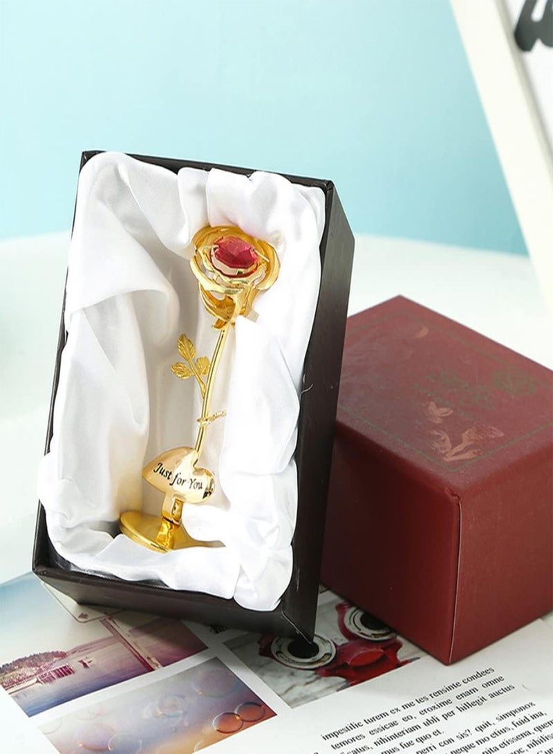 GGOOT Mothers Day Gift Crystal Rose Flower Metal Ornament with Crystal Elements Presents for a Special Mum Gold - Image 2