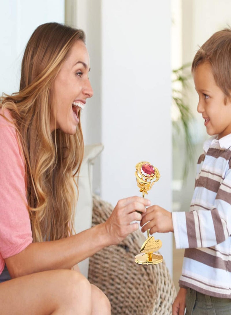 GGOOT Mothers Day Gift Crystal Rose Flower Metal Ornament with Crystal Elements Presents for a Special Mum Gold - Image 4