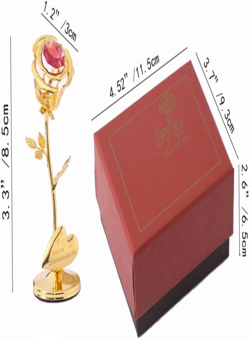 GGOOT Mothers Day Gift Crystal Rose Flower Metal Ornament with Crystal Elements Presents for a Special Mum Gold - Image 5