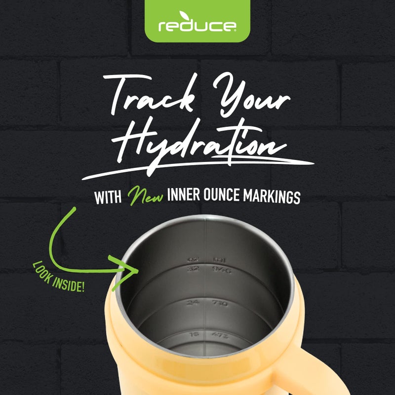 REDUCE 40 oz Stainless Steel Tumbler with Handle - Dual-Wall Vacuum Insulated Travel Mug  Sweat-Proof Lid & Reusable Straw - Keeps Drinks Cold for 24 Hrs  Fits Cupholders  Dishwasher Safe - Pineapple - Image 4