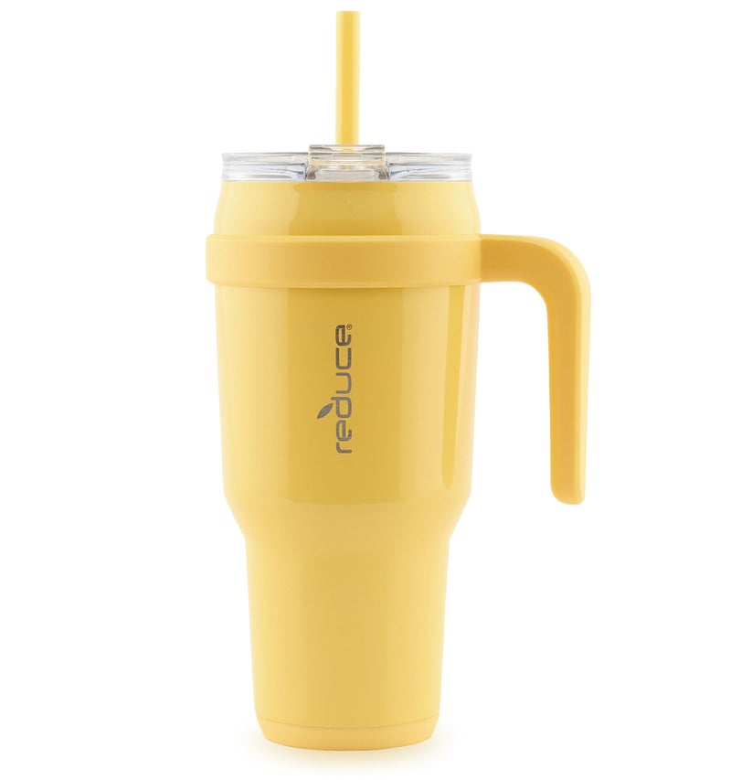 REDUCE 40 oz Stainless Steel Tumbler with Handle - Dual-Wall Vacuum Insulated Travel Mug  Sweat-Proof Lid & Reusable Straw - Keeps Drinks Cold for 24 Hrs  Fits Cupholders  Dishwasher Safe - Pineapple - Image 1