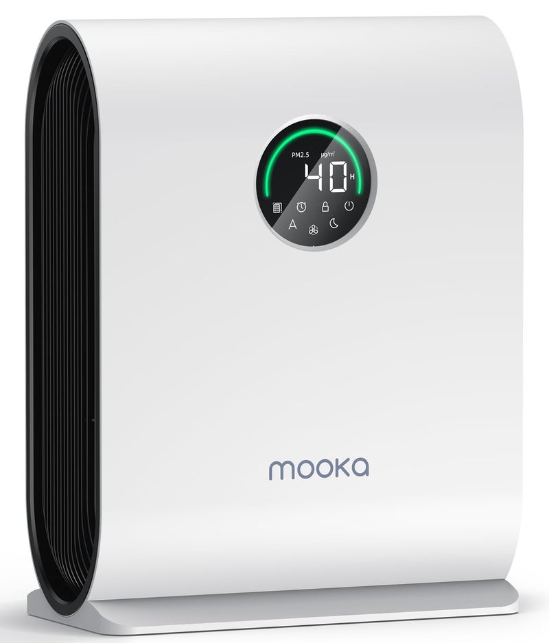 Air Purifiers for Home Large Room Up to 2500 ft with PM 25 Display Air Quality Sensors MOOKA H13 HEPA Air Purifier With Auto Mode for Pets Dust Odor Smoke Timer 15dB Sleep Mode for Bedroom KJ217