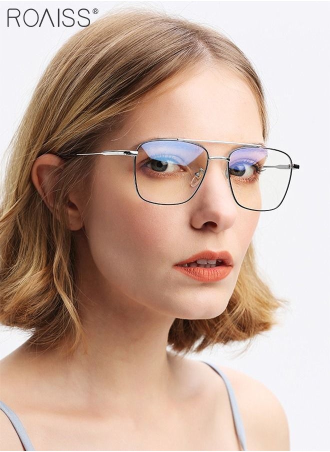 roaiss Blue Light Blocking Glasses Blue Light Filter Computer Reading Gaming TV Phones Oversized Eyeglasses Fashion Anti Eyestrain Headache Eyewear for Women Men Black Silver  - Image 2