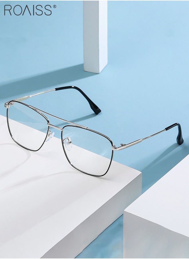 roaiss Blue Light Blocking Glasses Blue Light Filter Computer Reading Gaming TV Phones Oversized Eyeglasses Fashion Anti Eyestrain Headache Eyewear for Women Men Black Silver  - Image 3