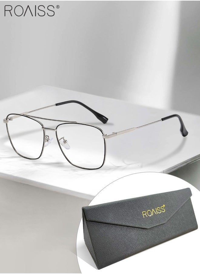 roaiss Blue Light Blocking Glasses Blue Light Filter Computer Reading Gaming TV Phones Oversized Eyeglasses Fashion Anti Eyestrain Headache Eyewear for Women Men Black Silver  - Image 1