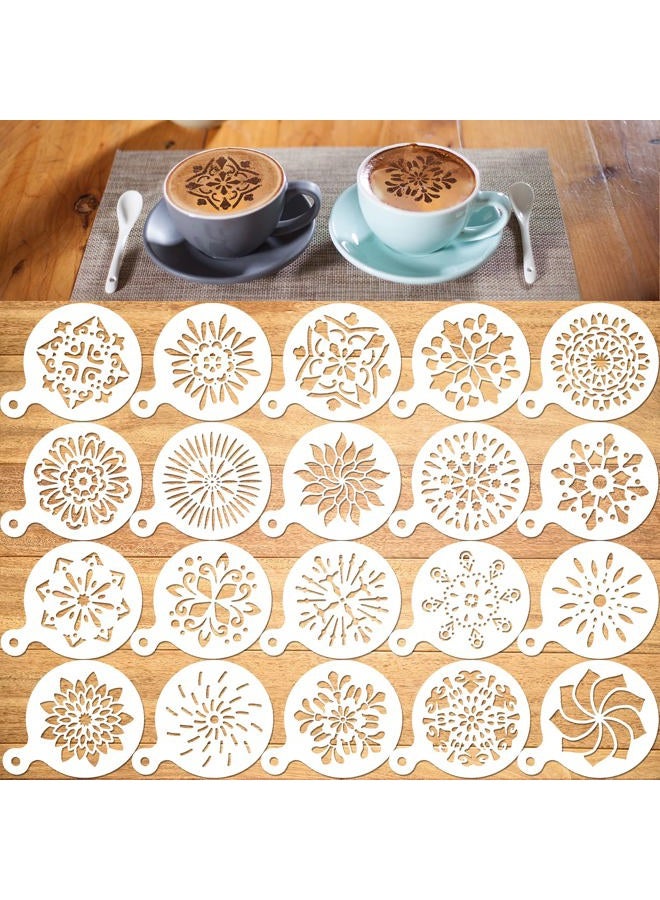 Konsait Cookie Template Stencil, 20 Pack Mandala Stencils for Coffee Cake Decorations, Reusable Template Stencils for Foam Barista Oatmeal Hot Chocolate Party Decoration Supplies Dot Painting Crafts - Image 1