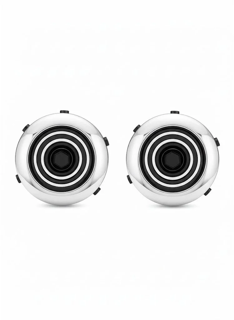 Speciale Silver and Black Stainless Steel Cufflinks for Men 18mm
