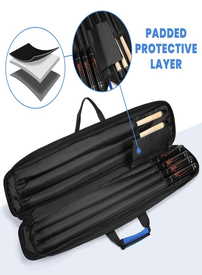 BOSSTIN Pool Cue Case, Pool Stick Bag 3x4 / 5x5 with Multiple Pockets, Soft Padded Billiard Cue Backpack with Adjustable Shoulder Straps for Easy Carry, Blue - Image 2