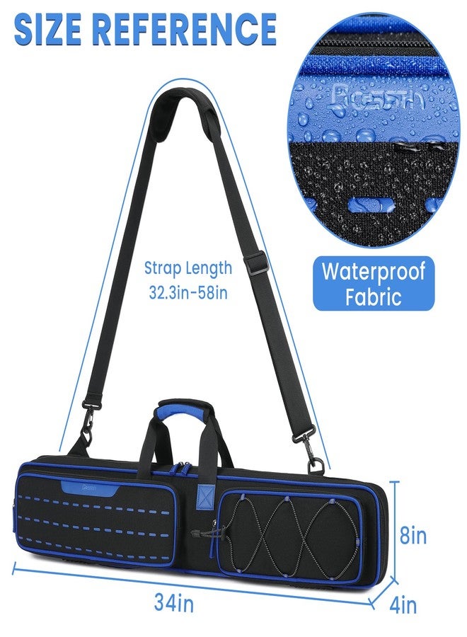 BOSSTIN Pool Cue Case, Pool Stick Bag 3x4 / 5x5 with Multiple Pockets, Soft Padded Billiard Cue Backpack with Adjustable Shoulder Straps for Easy Carry, Blue - Image 5