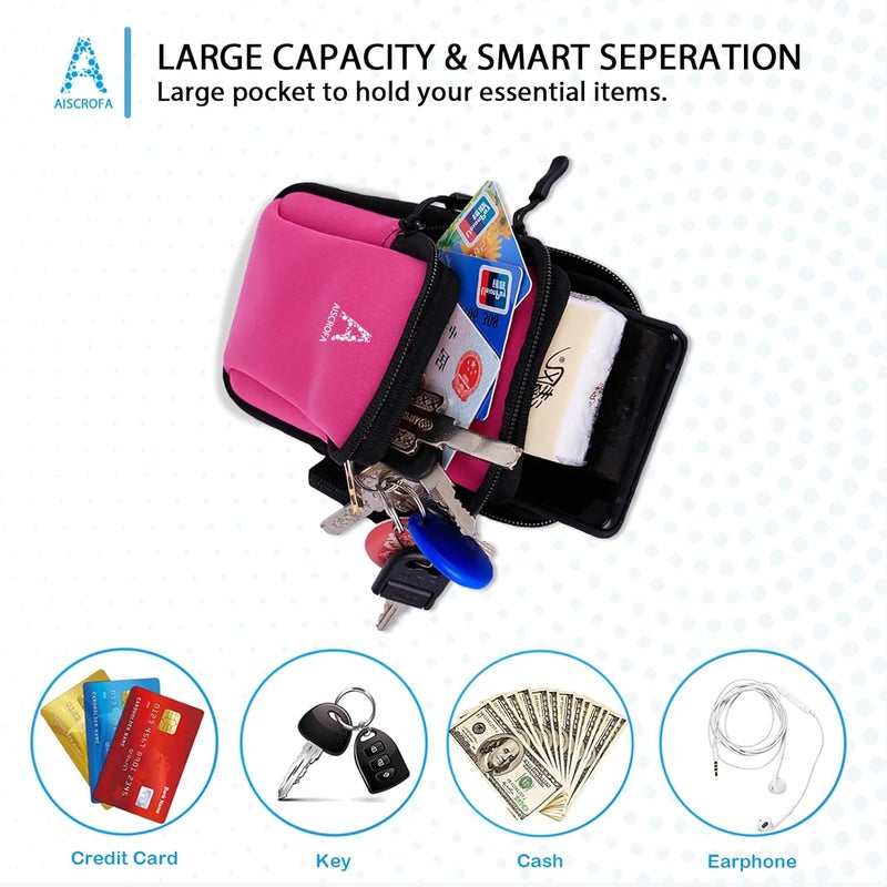 AiScrofa Sports Armband, Running Gym Universal Smartphone Arm Bag with Earphone Hole Multifunctional Pockets foriPhone 15, 14, 13, 12, 11 Pro Max, Xs, Xr, X, 8 Plus, SE, Galaxy S22 Ultra and More - Image 3