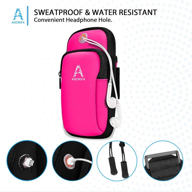 AiScrofa Sports Armband, Running Gym Universal Smartphone Arm Bag with Earphone Hole Multifunctional Pockets foriPhone 15, 14, 13, 12, 11 Pro Max, Xs, Xr, X, 8 Plus, SE, Galaxy S22 Ultra and More - Image 4
