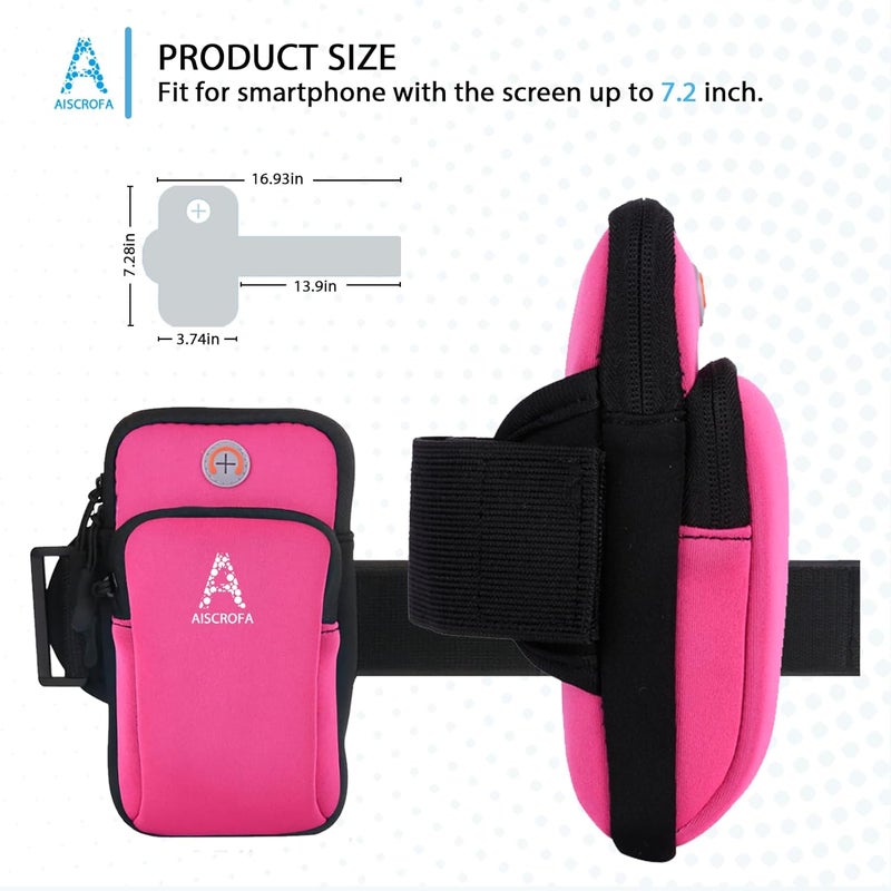AiScrofa Sports Armband, Running Gym Universal Smartphone Arm Bag with Earphone Hole Multifunctional Pockets foriPhone 15, 14, 13, 12, 11 Pro Max, Xs, Xr, X, 8 Plus, SE, Galaxy S22 Ultra and More - Image 2