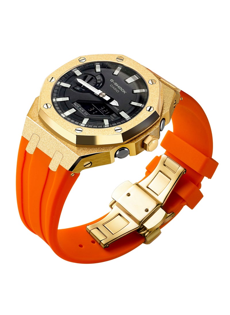 Generic Frosted Gold GA2100 Case Casio G-Shock Oak AP Mod Starry Band BezelFrost gold shell orange tape Frost gold shell orange tape 