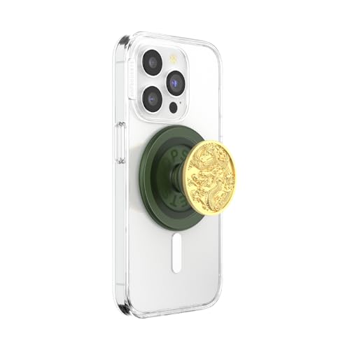POPSOCKETS قبضة هاتف PopSockets لمغناطيس MagSafe مع حامل، حامل مغناطيسي، قمة قابلة للتبديل، قبضة آمنة لحالات iPhone MagSafe، قبضة الهاتف والتابلت - تنين المينا - Image 1
