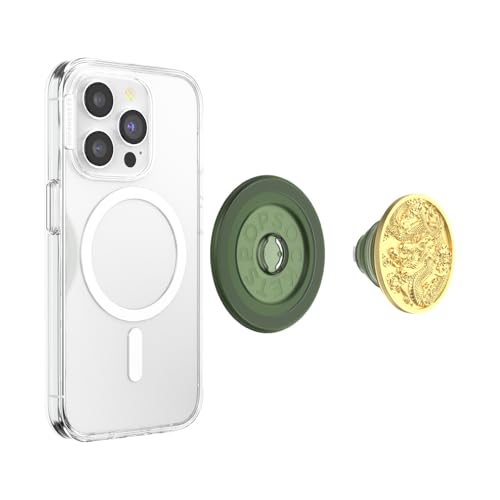 POPSOCKETS قبضة هاتف PopSockets لمغناطيس MagSafe مع حامل، حامل مغناطيسي، قمة قابلة للتبديل، قبضة آمنة لحالات iPhone MagSafe، قبضة الهاتف والتابلت - تنين المينا - Image 4