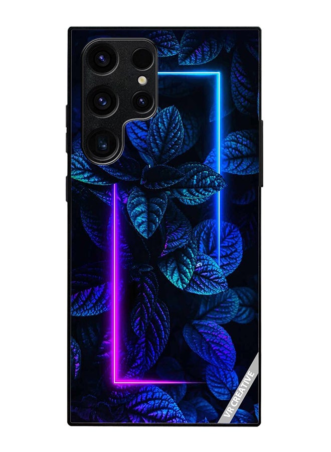 Protective Case Cover For Samsung Galaxy S25 Ultra Blue Foliage Plants Neon Design Multicolour