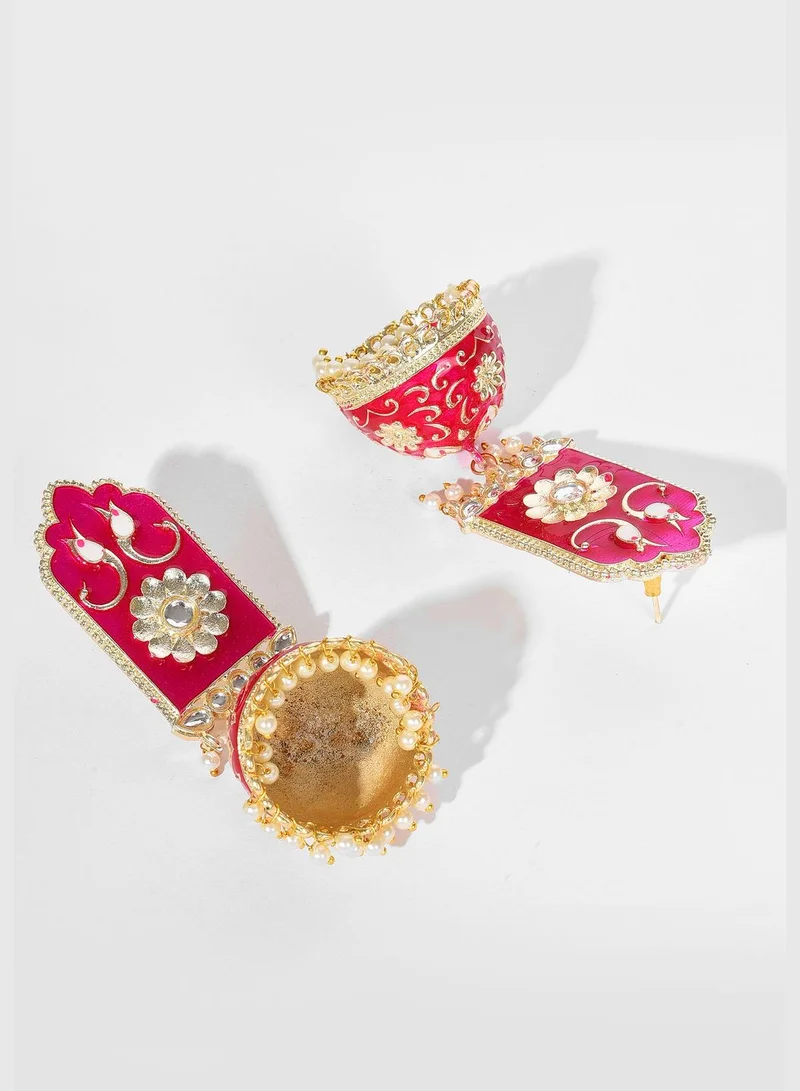 SOHI Gold Plated Pearls Drop Earring