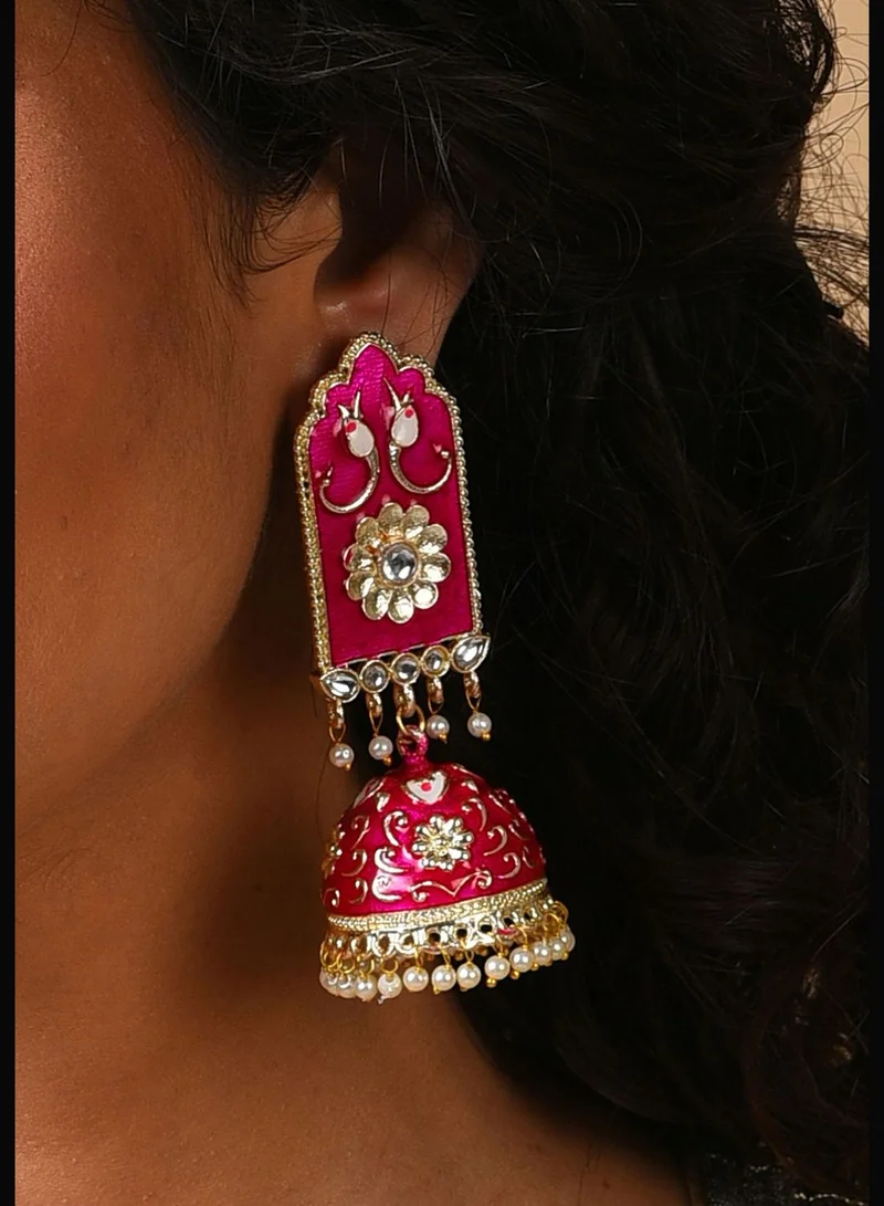 SOHI Gold Plated Pearls Drop Earring