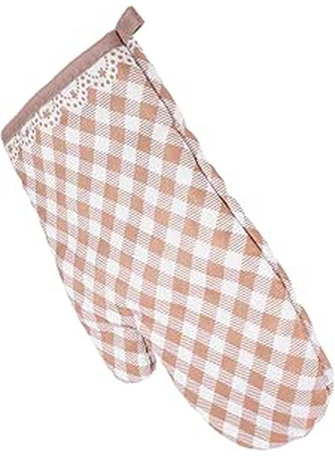 Coffee Color Heat Resistant Quilted Oven Mitt For Baking Kitchen And Microwave Use - Image 1