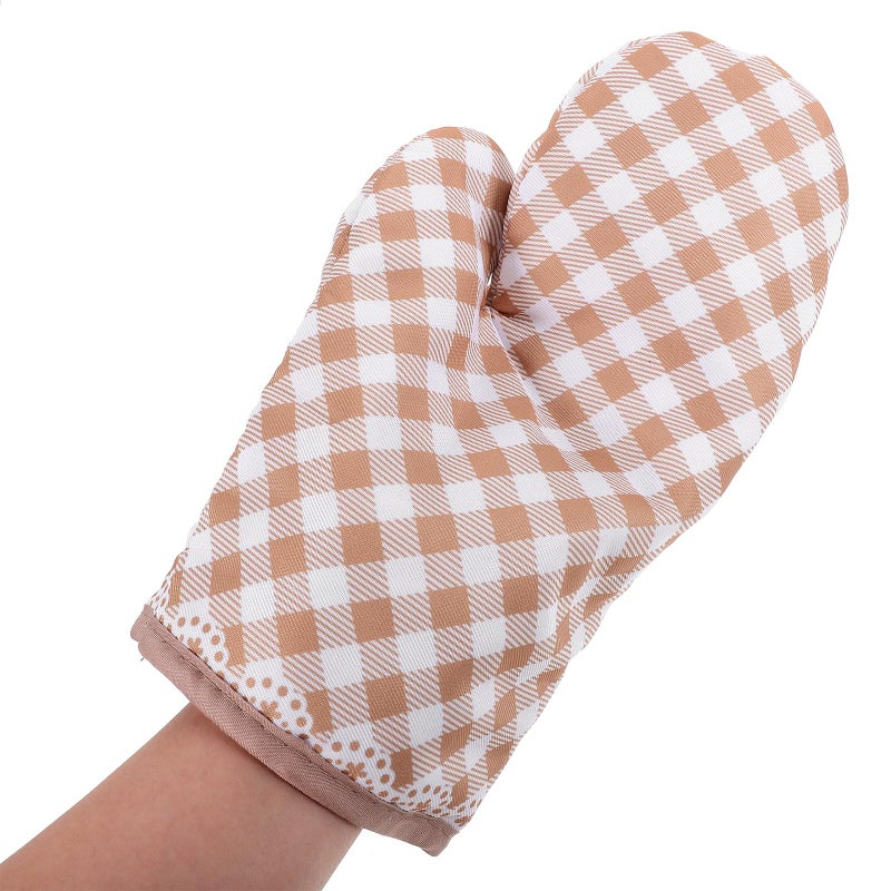 Coffee Color Heat Resistant Quilted Oven Mitt For Baking Kitchen And Microwave Use - Image 5
